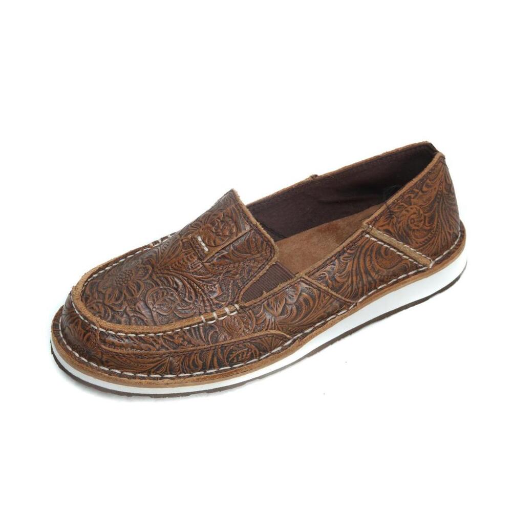 Nwob ARIAT floral embossed moccasin loafer shoes leather women's 9 B